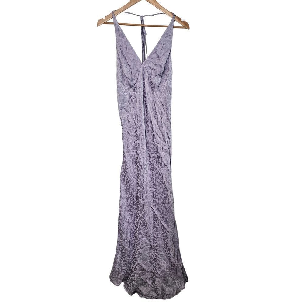 Topshop Heart Jacquard Slip Dress Womens Size 10 Purple Silky Maxi Fairy Elegant